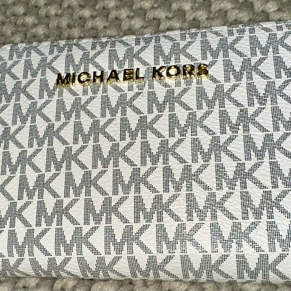 Michael Kors Gold Logo Patterned Clutch